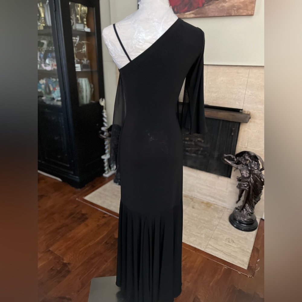 Ballroom Smooth one shoulder practice dance dress black - Picture 10 of 14